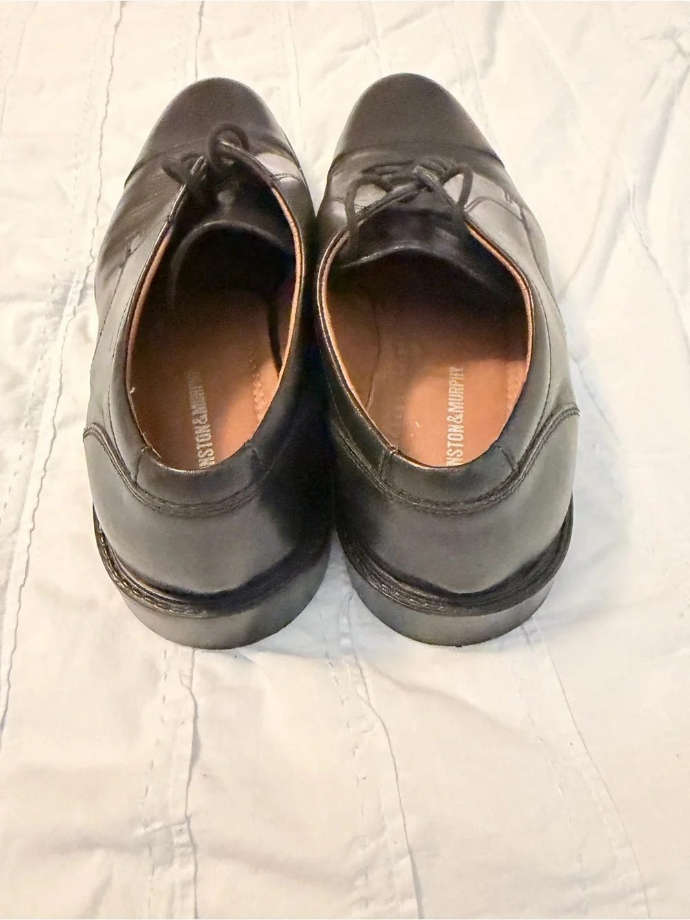 Johnston & Murphy Black Cap-Toe Derby Shoes